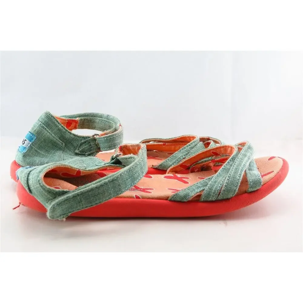 Toms Blue Fabric Sandals Girls Shoes‎ Size 2